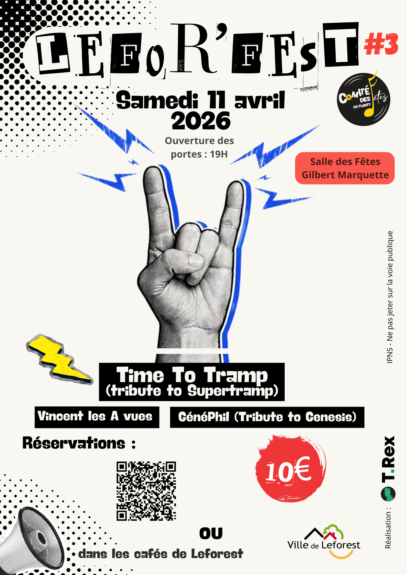 Affiche officielle du Lefor'fest #3 à Leforest, création graphique agence T-Rex